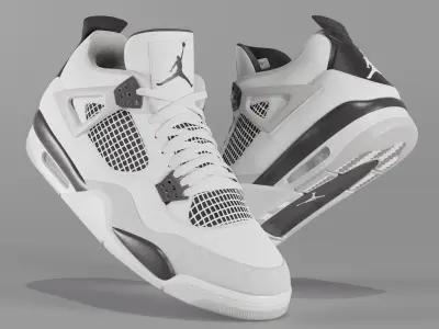 Jordan 4 Military Black Low-poly 3D model