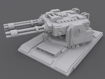 GatlingTurret lego tank Low-poly 3D model