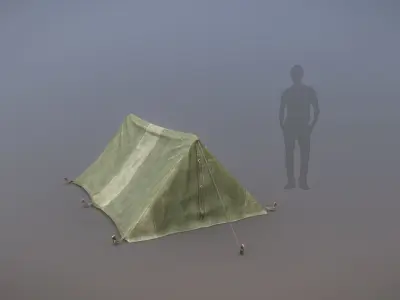 Military Tent WWII TwoSleeping close vr1 Low-poly 3D model