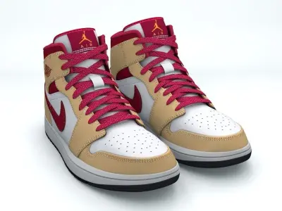 Jordan 1 Mid Low-poly 3D model