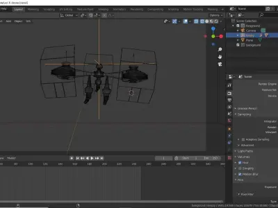 Sci-fi drone Low-poly 3D model