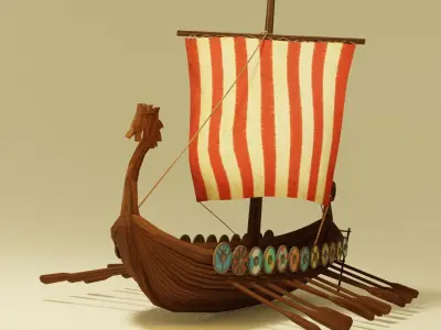 Viking Ship Low-poly 3D model
