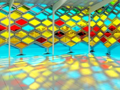 exhibition hall interior and exterior 3D model