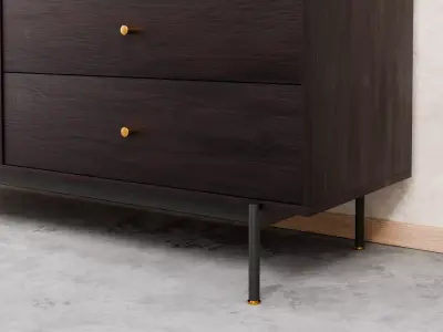 Dark Wood Modern Dresser  Free 3D model