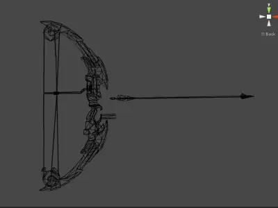 archer bow with arrow low-poly 3d model Low-poly 3D model