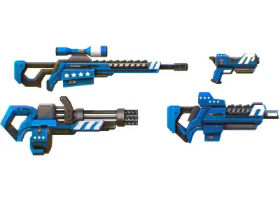 Lowpoly Cartoon Weapons Alliance Set Low-poly 3D model