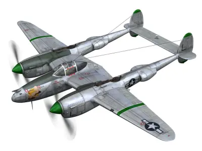 Lockheed P-38 Lightning - Glamour Puss II 3D model