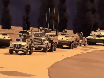 us army vehicle pack low poly  Low-poly 3D model