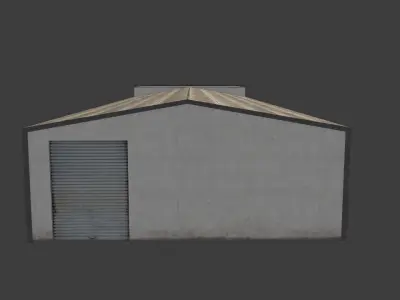 Large commercial warehouse Low-poly 3D model