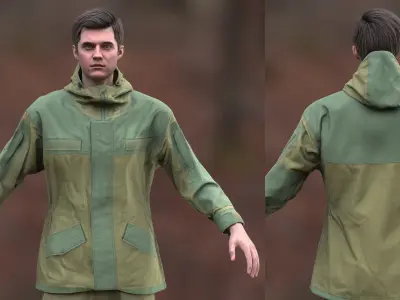 Man Hunting Outfit - Modular - Rigged Low-poly 3D model