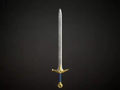 Medieval Paladin Fantasy Sword Low-poly 3D model