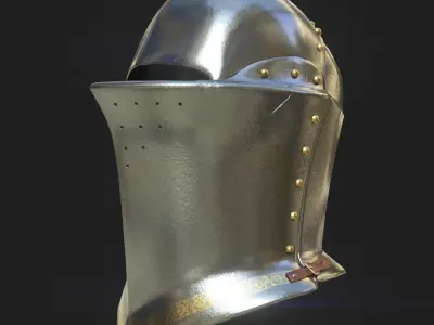 Medieval jousting helmet Low-poly 3D model