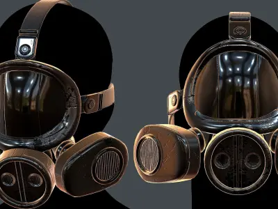 Gas mask helmet 3d model scifi Low-poly Low-poly 3D model
