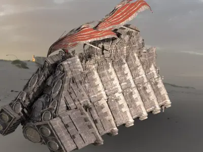 Hutt Desert Sail Barge carrier 3  3D model