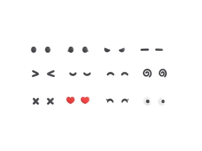 Cartoon Facial Parts Pack Low-poly 3D model