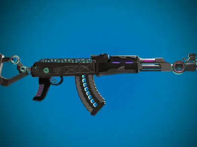 Sci-fi  Classic AK rifles 3D models pack Low-poly 3D model