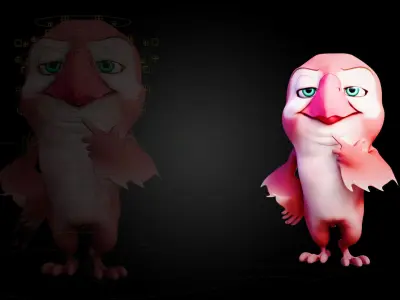 Chibi Parrot - 3D Red - Rigged Cartoon Bird Low-poly 3D model