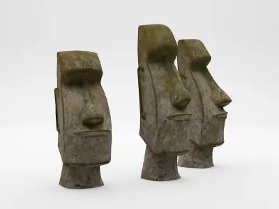 Easter Island - Moai Heads 3D model