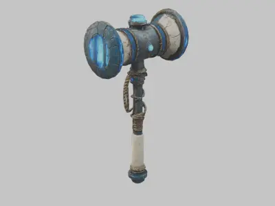  Weapon Futuristic Hammer Low-poly 3D model