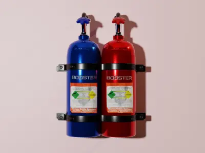 Nitrous Oxide Booster Tank System 3D Model Low-poly 3D model