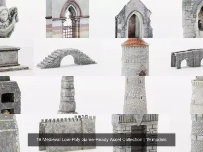 19 Medieval Low-Poly Game-Ready Asset Collection 