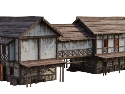 Medieval House 35 PBR 4K GameReady Low-poly 3D model