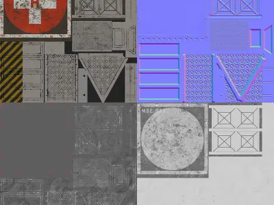 Helipad 2 bench Low-poly 3D model