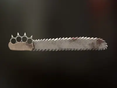 Machete with brass knuckles game ready Low-poly 3D model