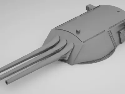 14 inch - 356mm 45 Mk8 Triple Turret Naval Gun USS Arizona 3D model