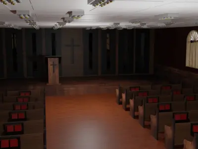 Church Interior Low-poly 3D model