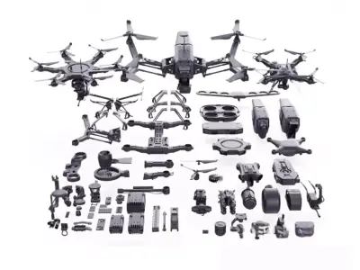 Modular component disassembly of unmanned aerial vehicles Low-poly 3D model
