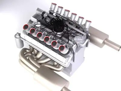 Jaguar XJ13 V12 Engine Low-poly 3D model