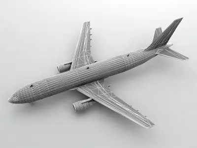  Airbus A300-600 Airliner - Generic White Low-poly 3D model