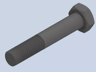 Bolt Partial Thread Hexagonal Head M14x80mm 3D model