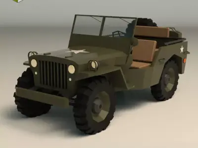 Low Poly Military Jeep 01 Low-poly 3D model