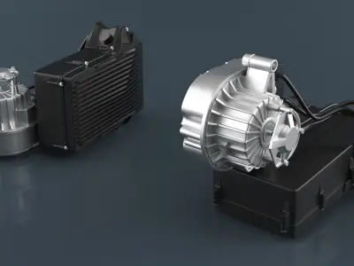 Electric Engine with Battery 3D model