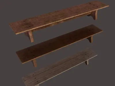 Wooden Bench Free low-poly 3D model get