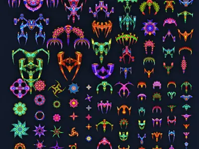 3DRT - Aliens fleet xtreme Low-poly 3D model