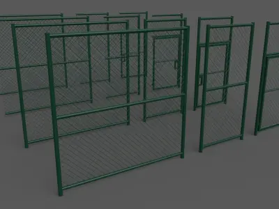 PBR Chain Link Fence For Court C 3D model