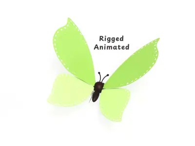 Butterfly Wing Flapping 01 Animated for Game Low-poly 3D model