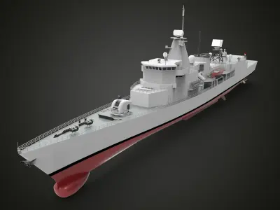 Frigate Ship Low-poly 3D model