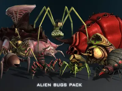Alien Bugs Pack Low-poly 3D model