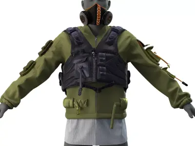 MALE JACKET VEST MASK 3D model