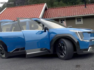 KIA EV9 SUV Ocean Blue 3D model