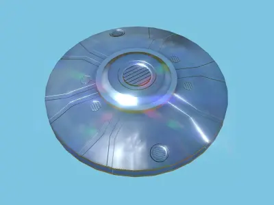 Spaceship UFO A3 - Chrome - Alien SciFi Vehicle Low-poly 3D model