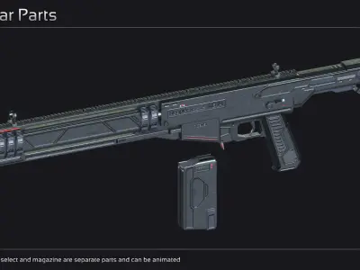 Scifi Sniper Rifle MB 14 Low-poly 3D model