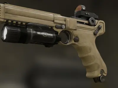 Luger P08 Desert Tacticool Low-poly 3D model