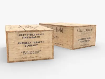 Cigarettes Wooden Boxes WWII Low-poly 3D model