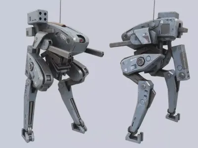 Mecha destroyer Low-poly 3D model