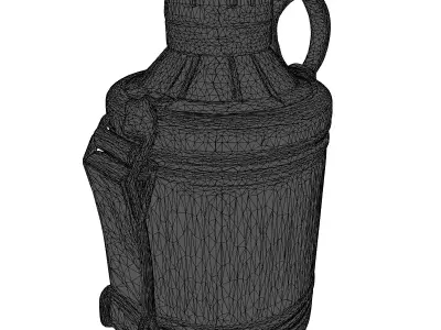 Worn Metal Canteen with Strap 3D model